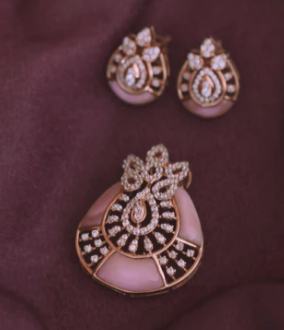 Rose Radiance Diamond Pendant & Ear-rings Set