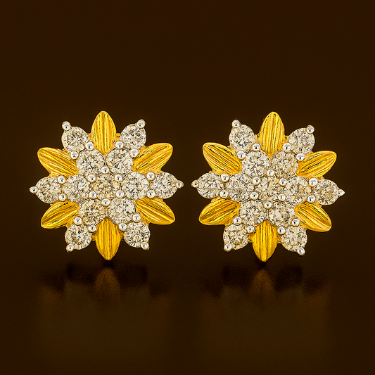 Ladies Floral Diamond Stud Earrings