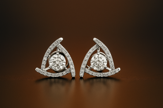 Ladies Triangle Diamond Stud Earrings
