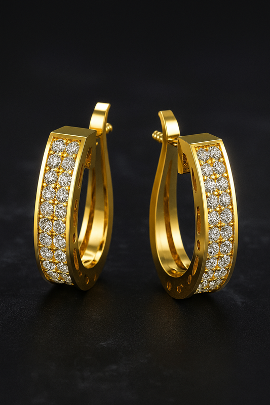 Ladies Classic Diamond Hoop Earrings
