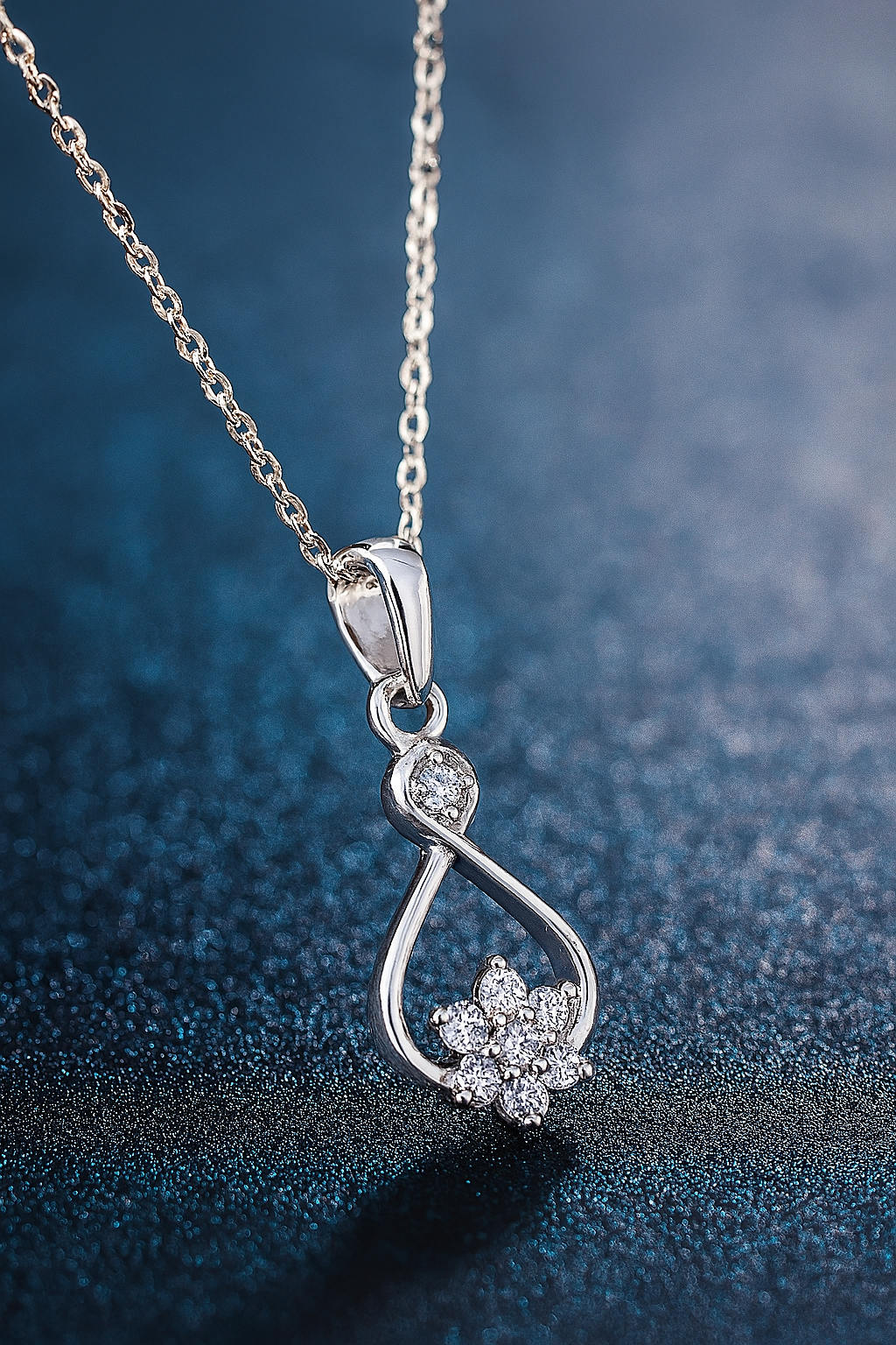 Floral Drop Diamond Pendant - Rose Gold