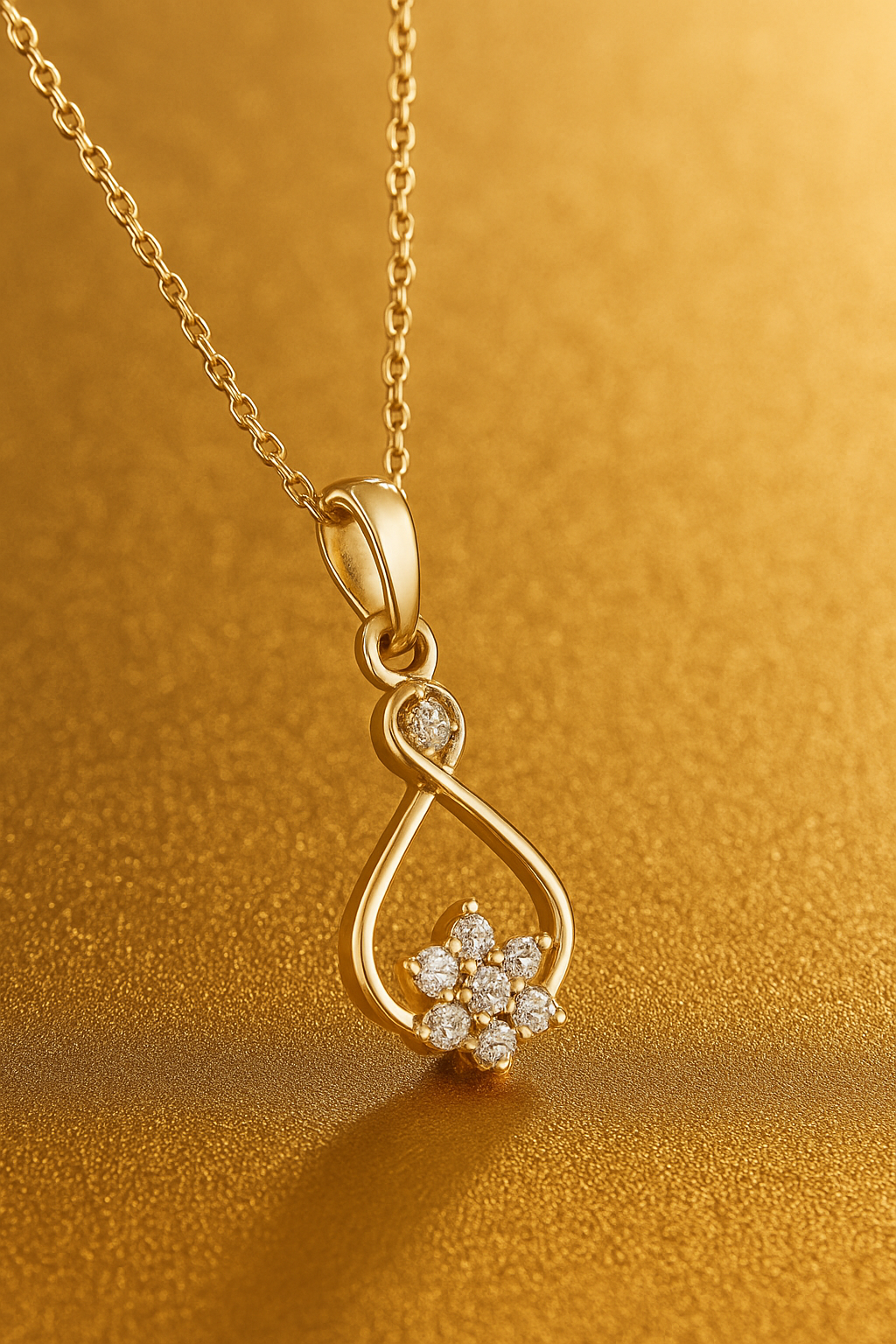 Floral Drop Diamond Pendant - Rose Gold