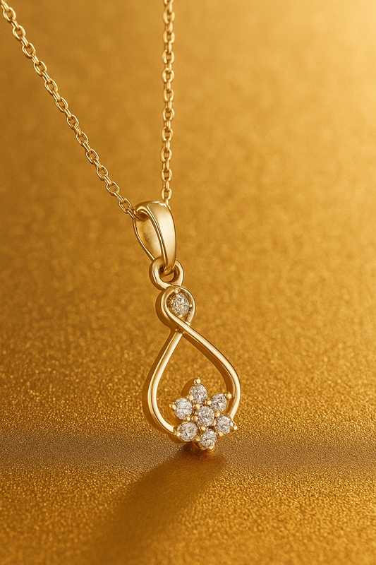 Floral Drop Diamond Pendant - Rose Gold
