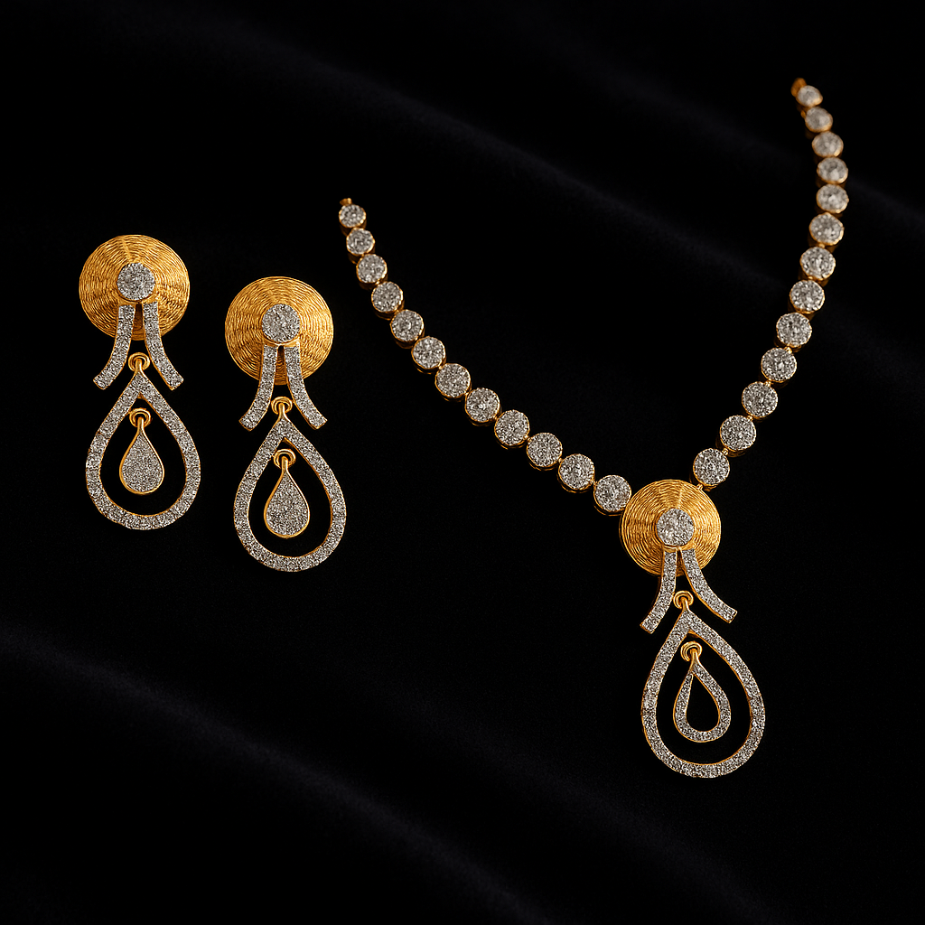 Ladies Dewdrop Radiance Diamond Necklace Set