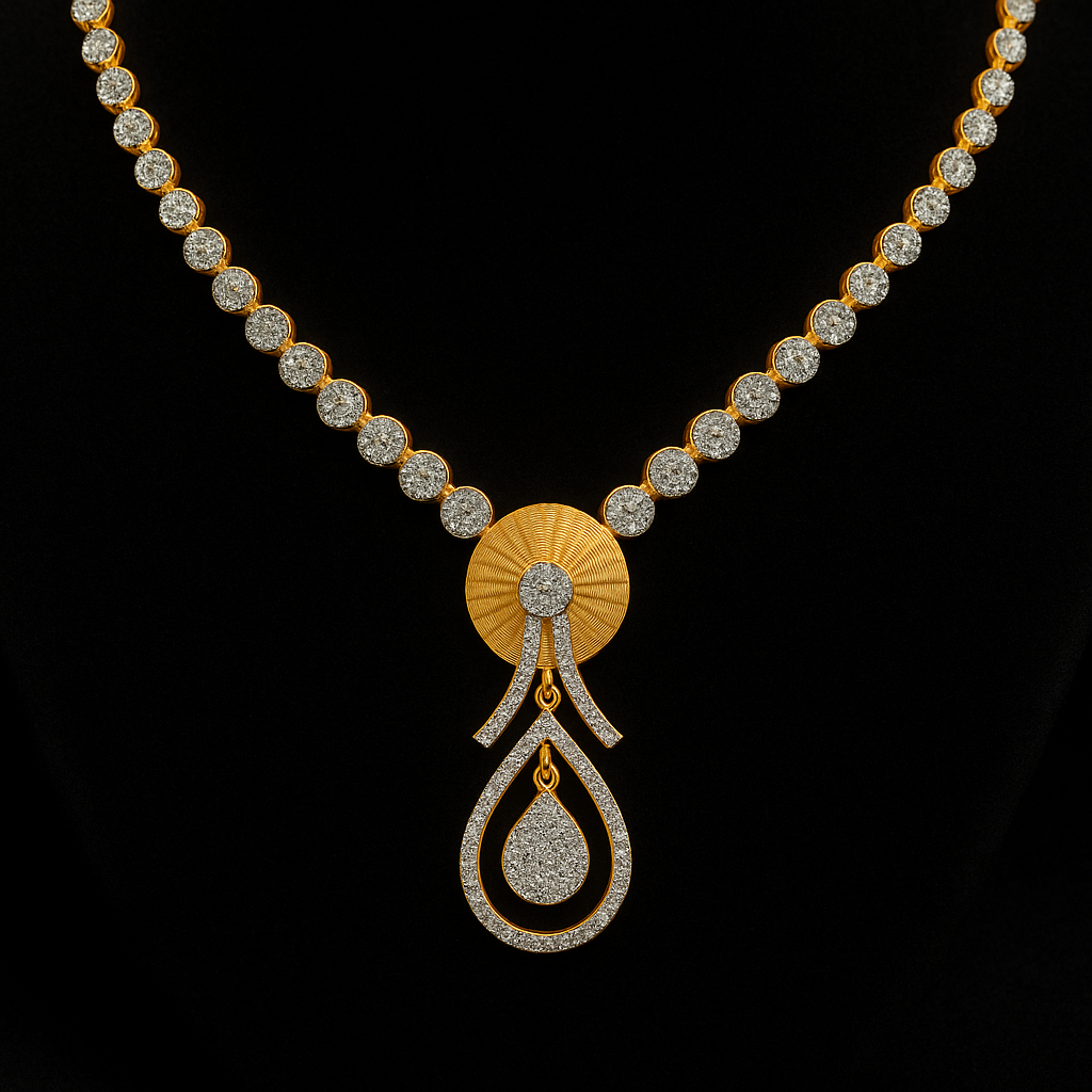 Ladies Dewdrop Radiance Diamond Necklace Set