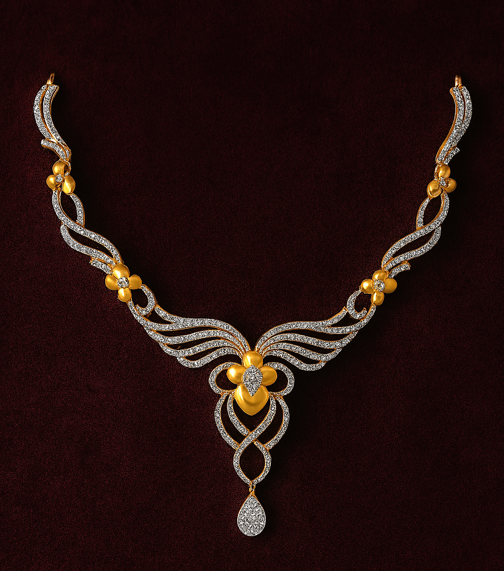 Golden Bloom Harmony Diamond Necklace Set