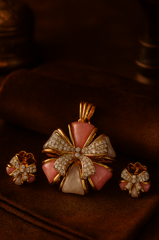Blush Bloom Diamond Pendant & Ear-rings Set