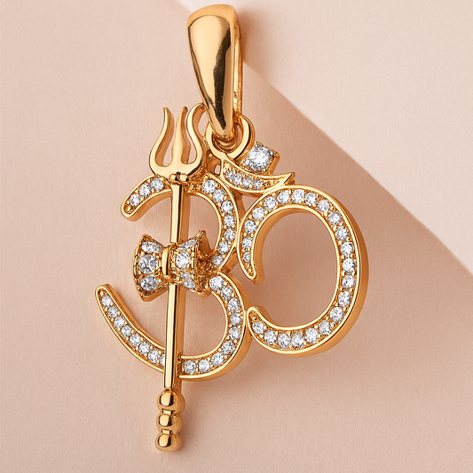 Sacred Harmony – Om Trishul Diamond Pendant