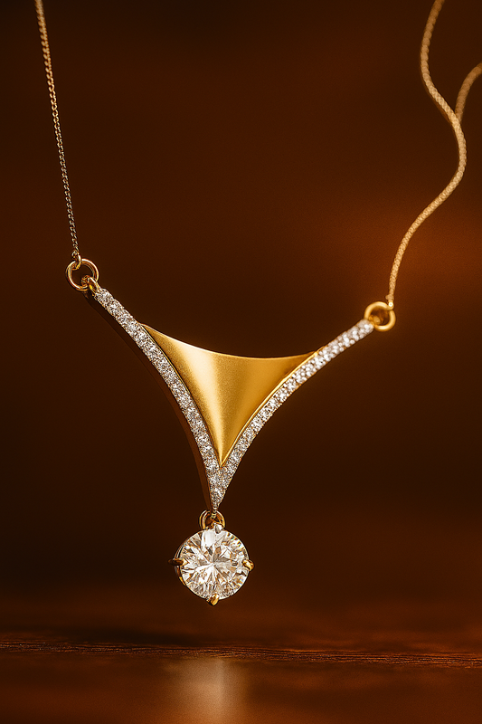 Radiant Solitaire V- Diamond Pendant