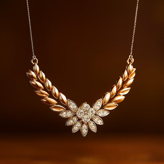 Golden Bloom – Floral Diamond Pendant