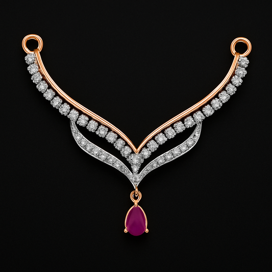 Crimson Bloom – Diamond Pendant with Ruby Drop