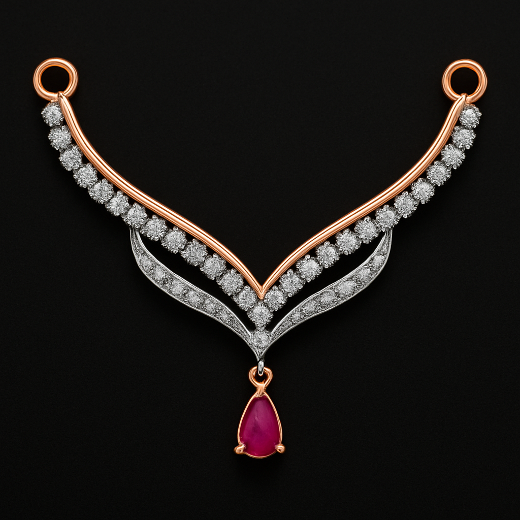 Crimson Bloom – Diamond Pendant with Ruby Drop