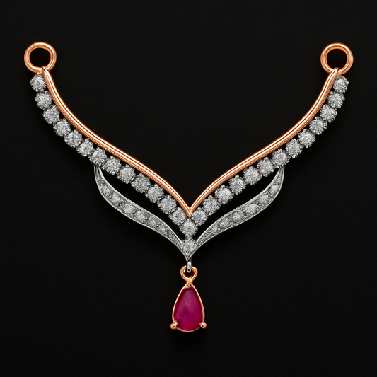Crimson Bloom – Diamond Pendant with Ruby Drop