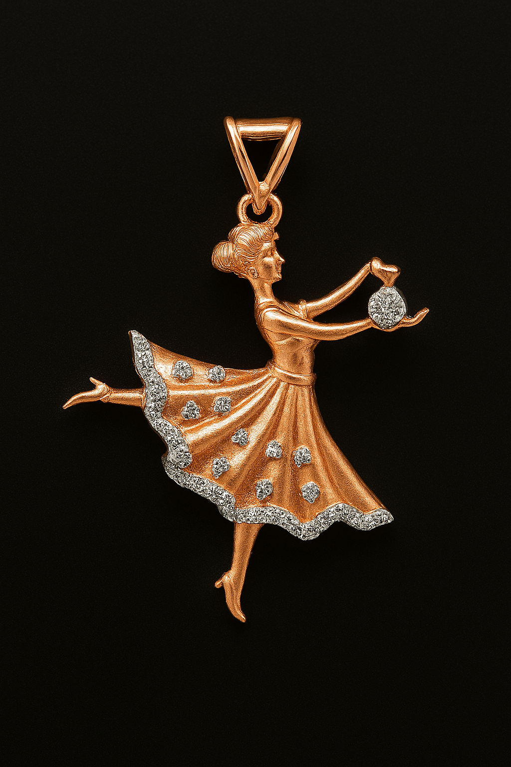 Ballerina Grace – Diamond-Studded Dancer Pendant