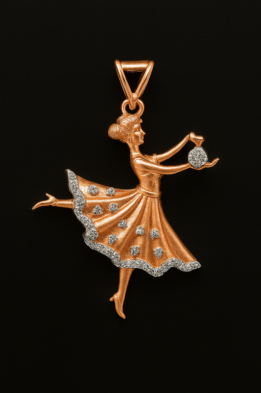 Ballerina Grace – Diamond-Studded Dancer Pendant