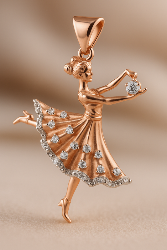 Ballerina Grace – Diamond-Studded Dancer Pendant
