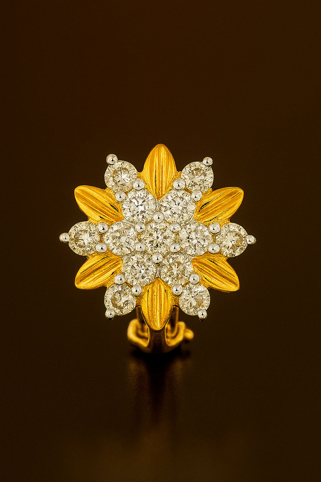 Ladies Floral Diamond Stud Earrings