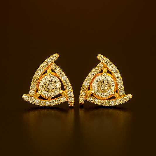 Ladies Triangle Diamond Stud Earrings