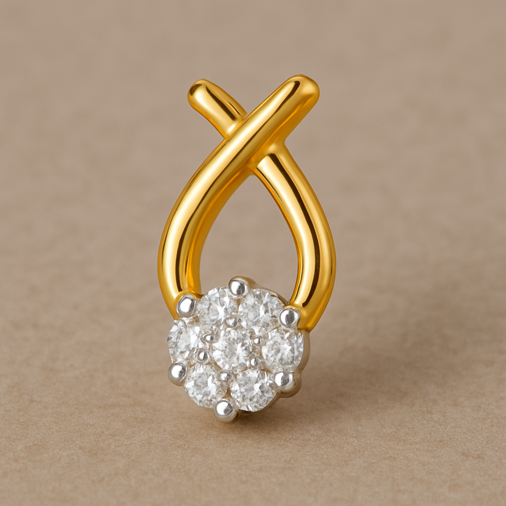 Ladies Criss-Cross Floral Diamond Earrings