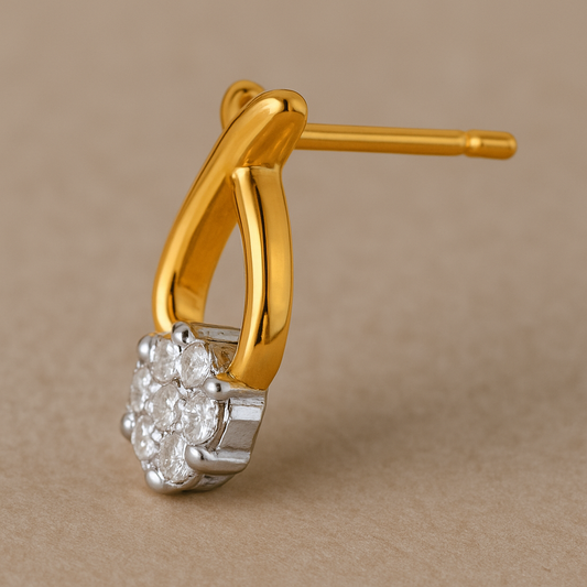 Ladies Criss-Cross Floral Diamond Earrings