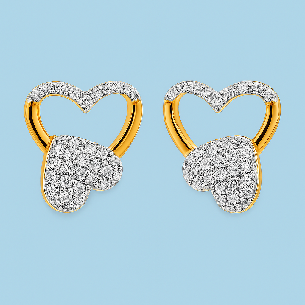 Ladies Twin Heart Diamond Earrings