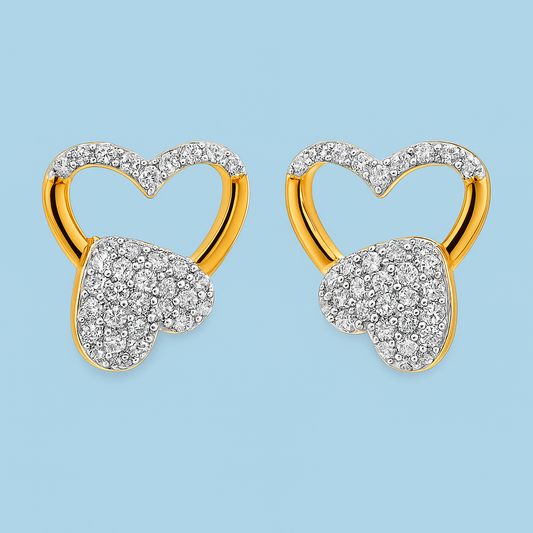 Ladies Twin Heart Diamond Earrings