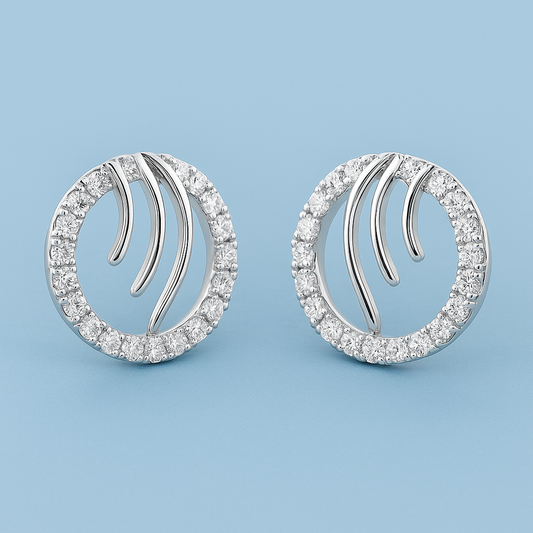 Ladies Contemporary Circle Diamond Earrings