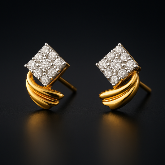 Ladies Royal Square Diamond Earrings
