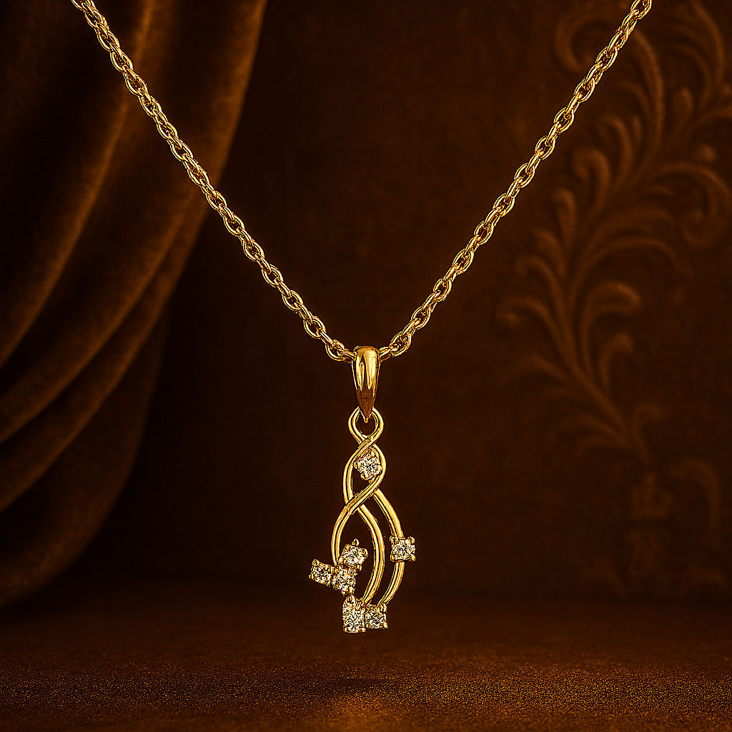 Ladies Twisted Flow Diamond Pendant