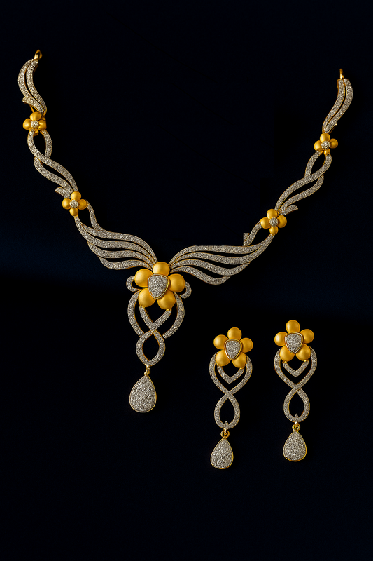 Golden Bloom Harmony Diamond Necklace Set