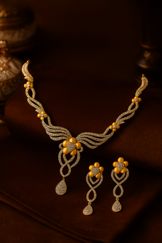 Golden Bloom Harmony Diamond Necklace Set