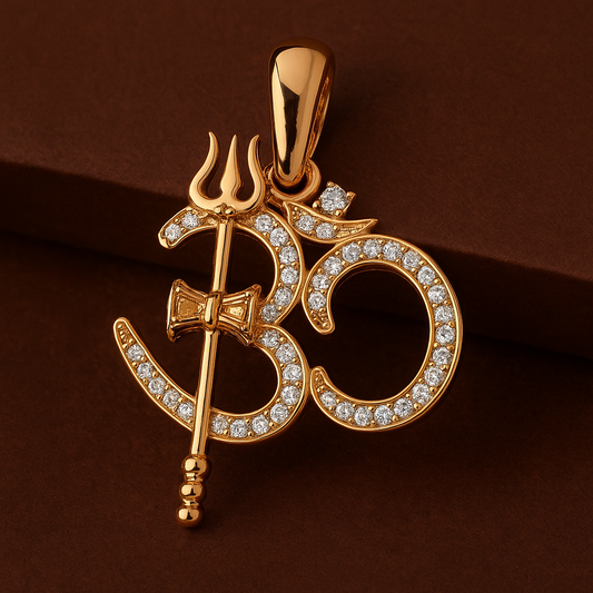 Sacred Harmony – Om Trishul Diamond Pendant
