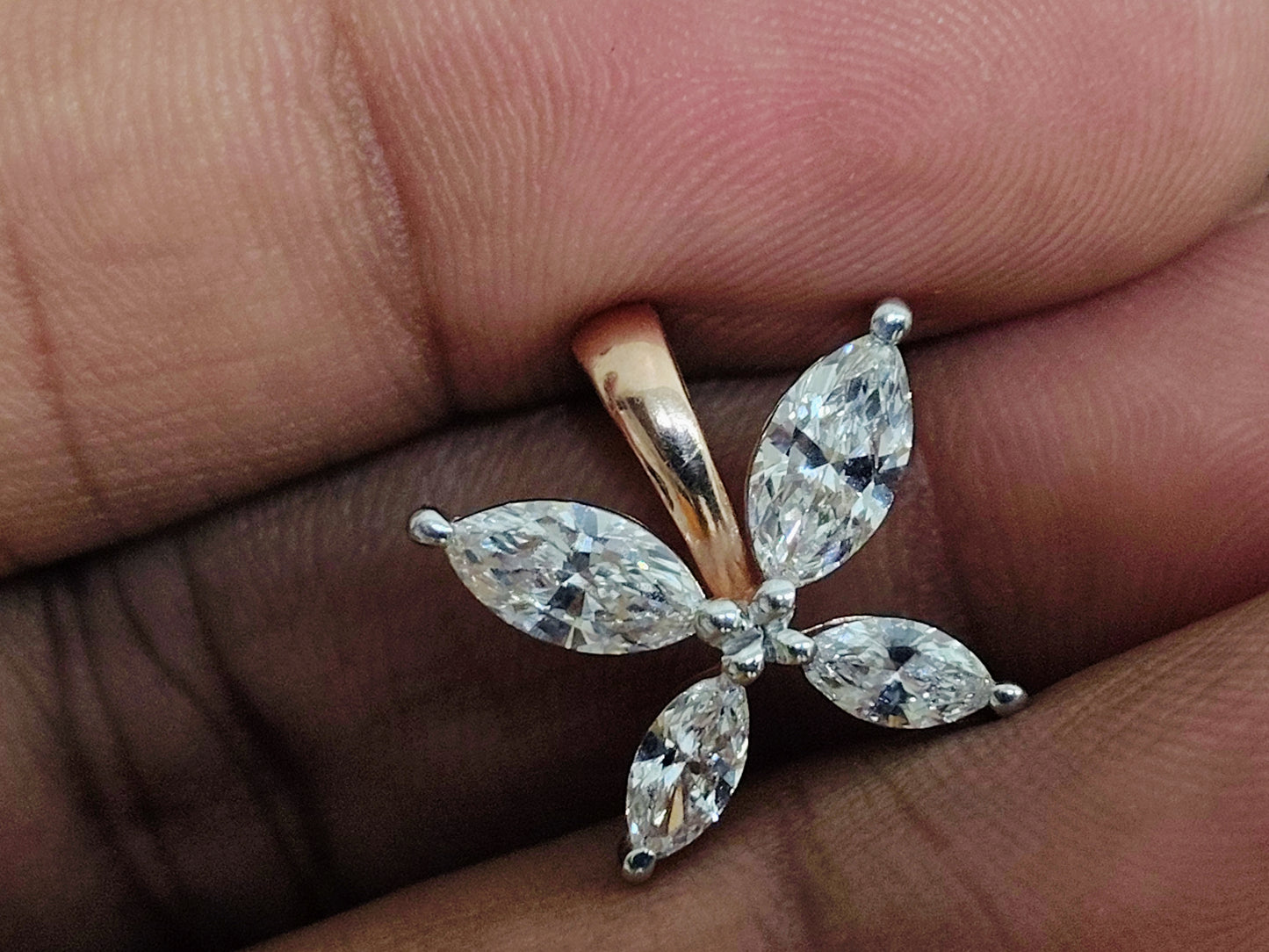 Marquise Bloom Solitaire Diamond Pendant