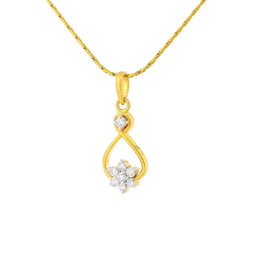 Floral Gold Drop Floral Diamond Pendant