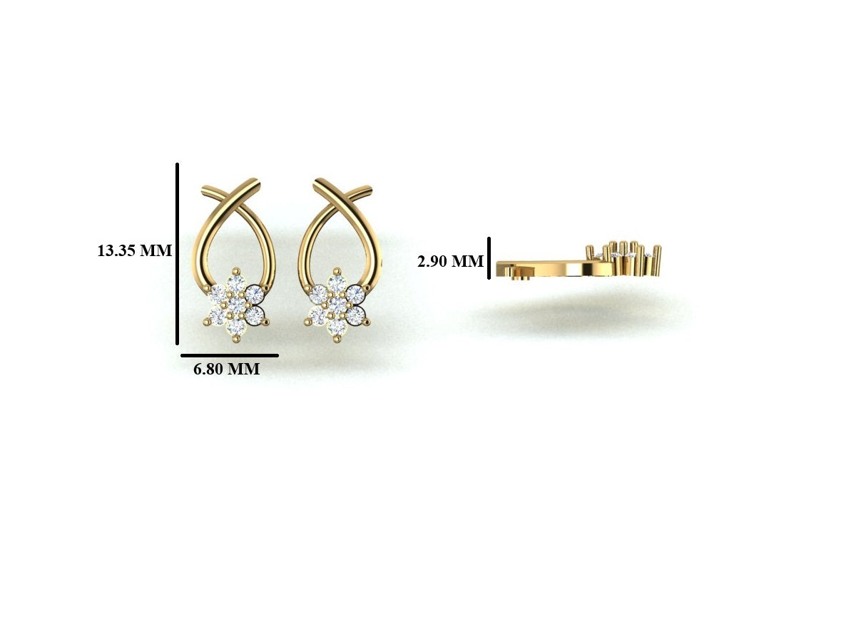 Ladies Criss-Cross Floral Diamond Earrings