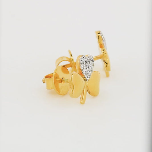 Ladies Clover Heart Diamond Earrings