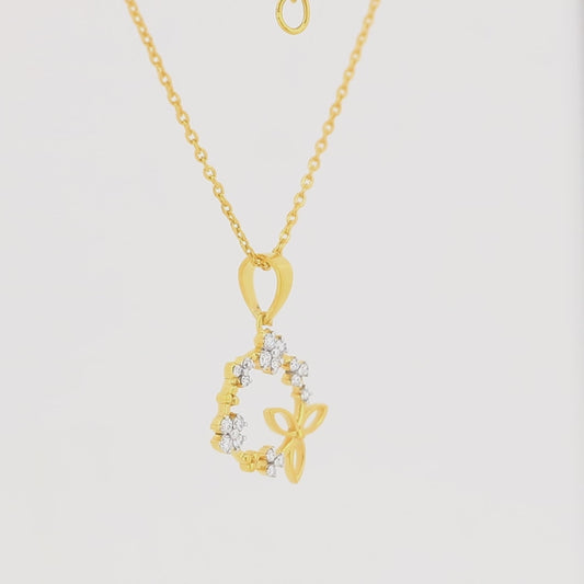 Ladies Floral G- Wreath Diamond Pendant