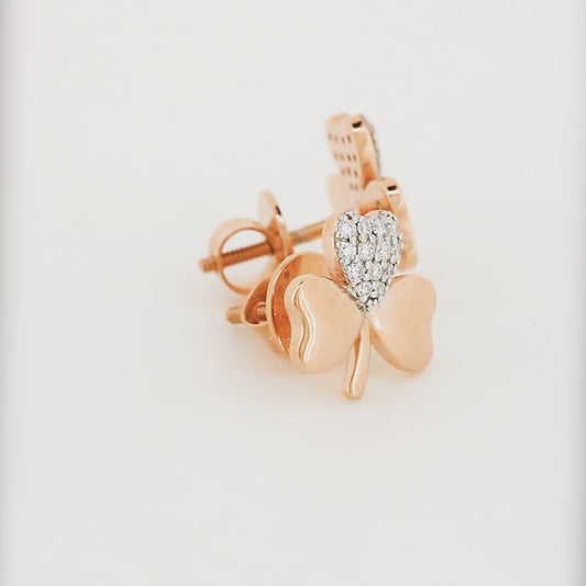 Ladies Clover Heart RG Diamond Earrings