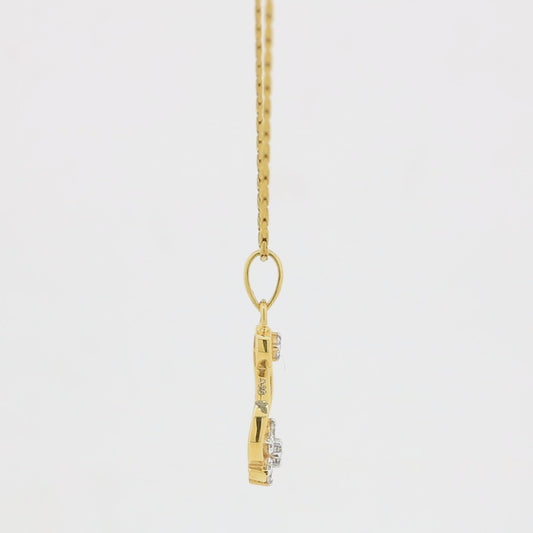 Floral Gold Drop Floral Diamond Pendant