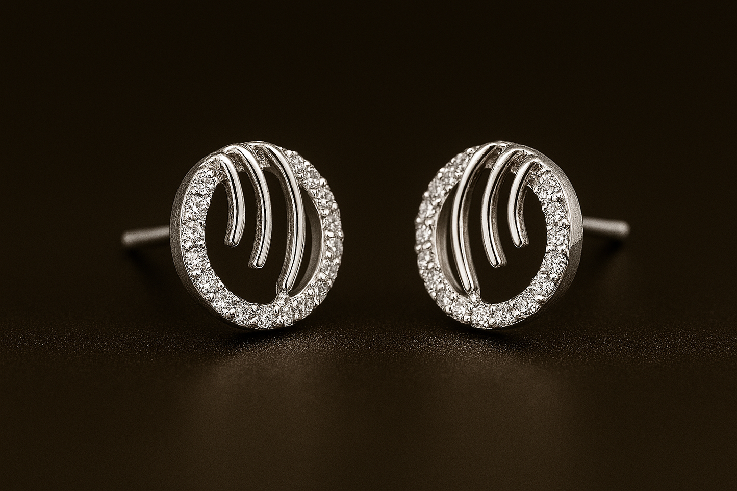 Ladies Contemporary Circle Diamond Earrings