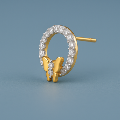 Ladies Butterfly Diamond Circle Earrings