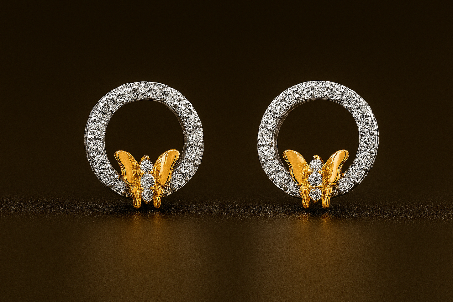 Ladies Butterfly Diamond Circle Earrings