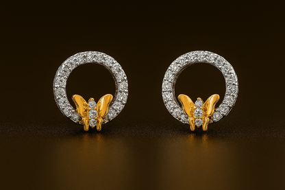 Ladies Butterfly Diamond Circle Earrings