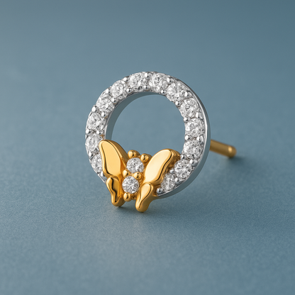 Ladies Butterfly Diamond Circle Earrings