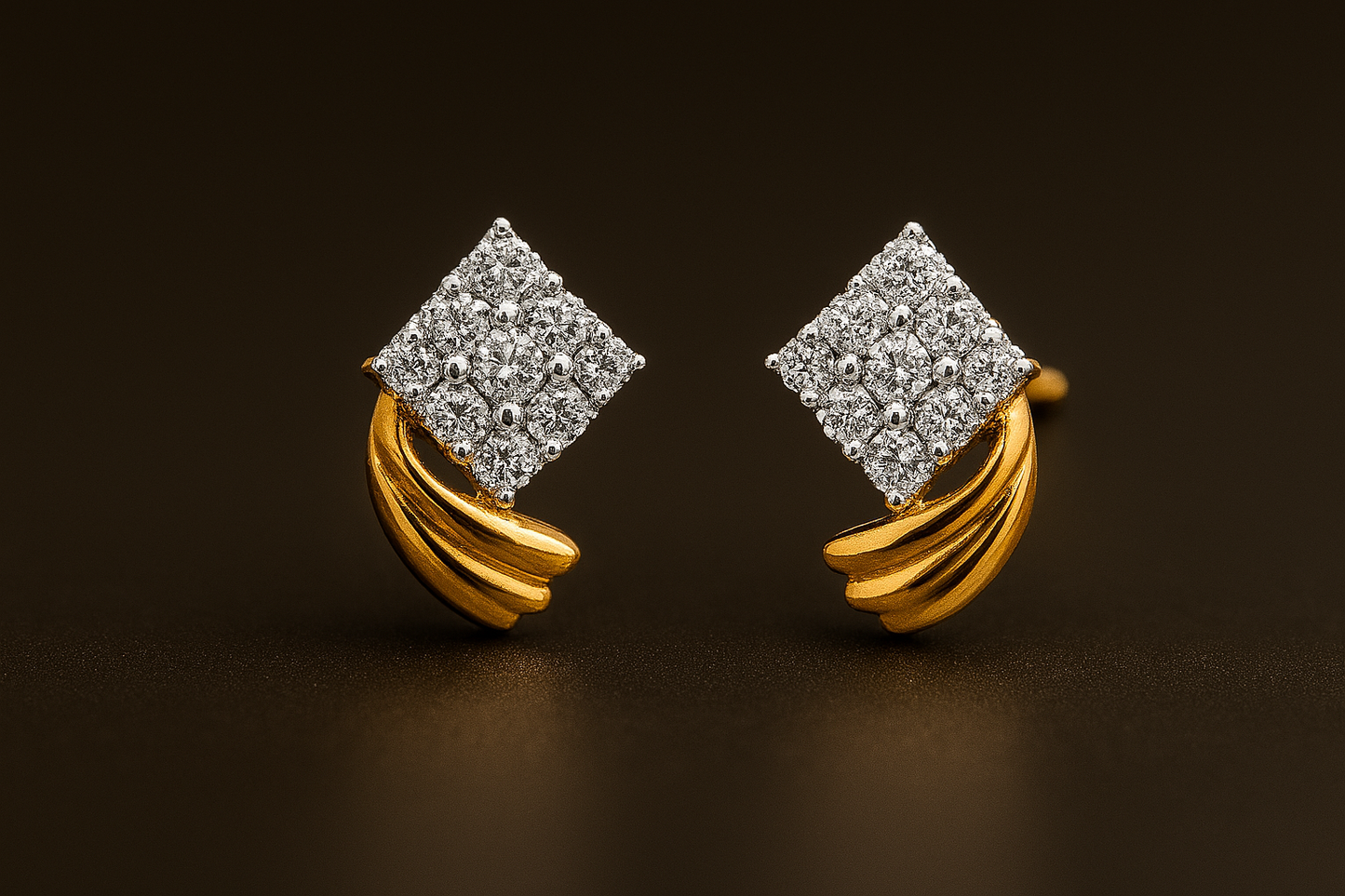 Ladies Royal Square Diamond Earrings