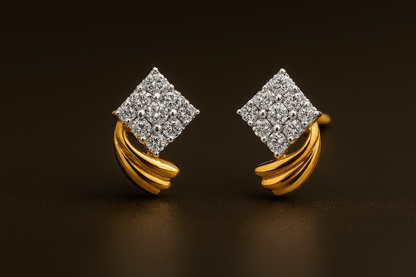Ladies Royal Square Diamond Earrings
