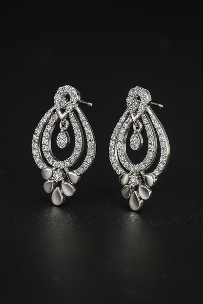 Ladies Regal Teardrop Diamond Earrings