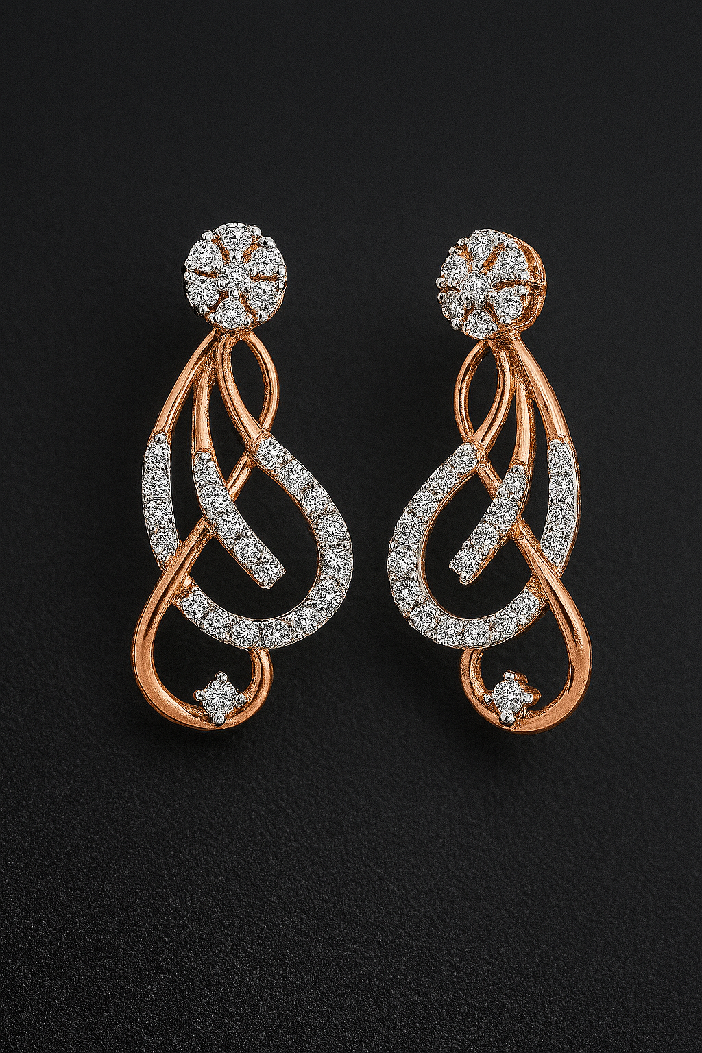 Ladies Twisted Loop Diamond Earrings