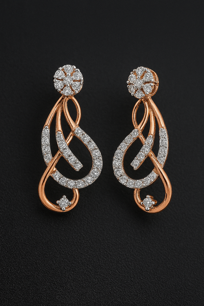 Ladies Twisted Loop Diamond Earrings