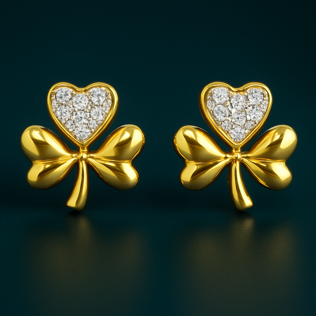 Ladies Clover Heart Diamond Earrings